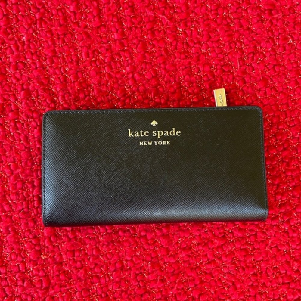 Kate Spade Staci Large Slim Bifold Wallet Black - Picture 4 of 16